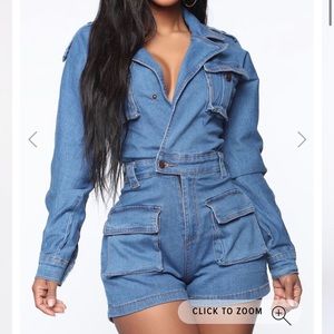 SOLD * Fashion Nova Denim Romper size XL